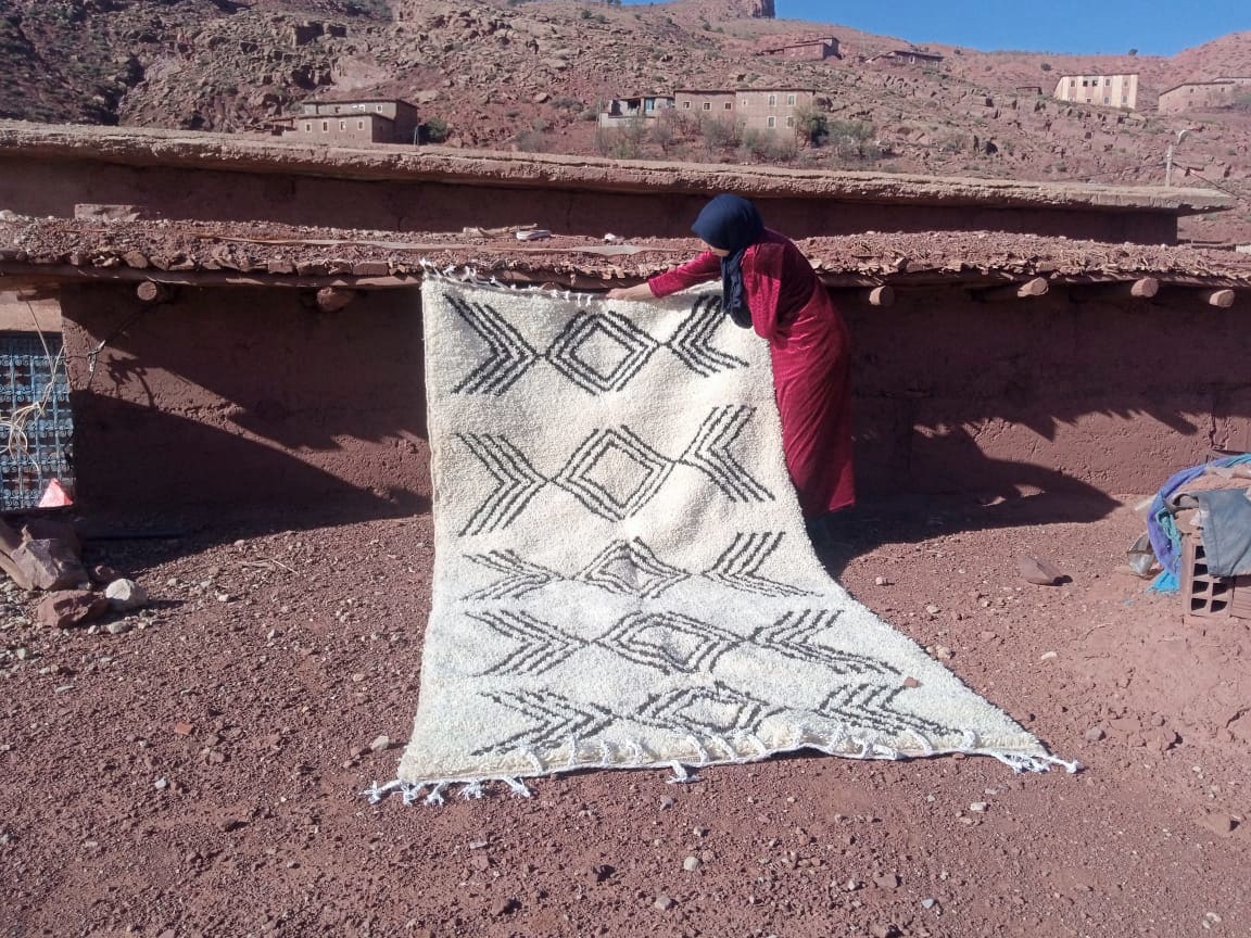  Azilal Rug Wool Black, White Morocco