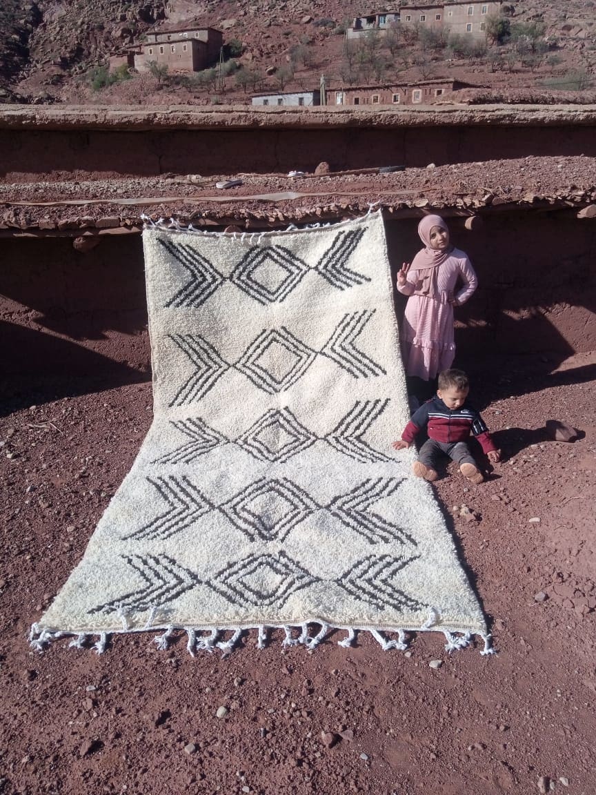  Azilal Rug Wool Black, White Morocco