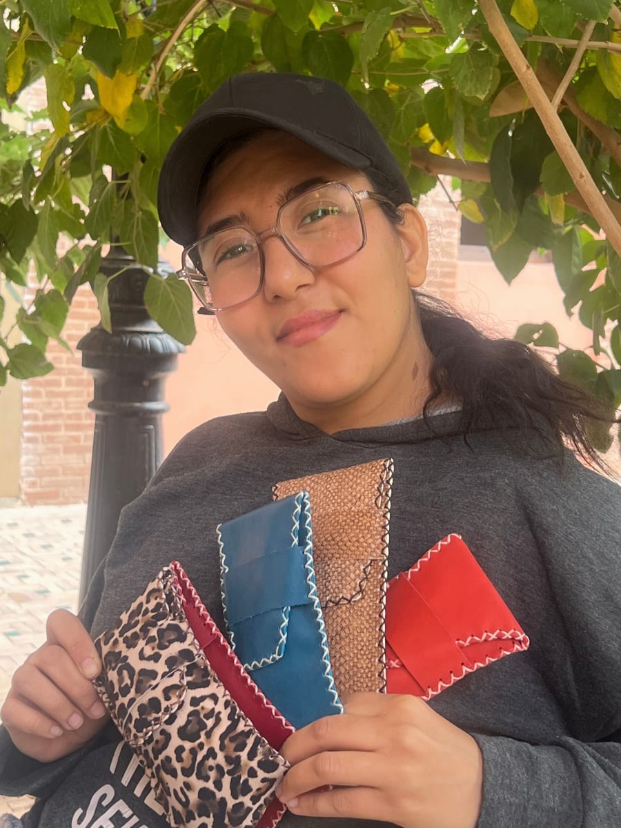   small bag leather and Sabra silk Brown Morocco