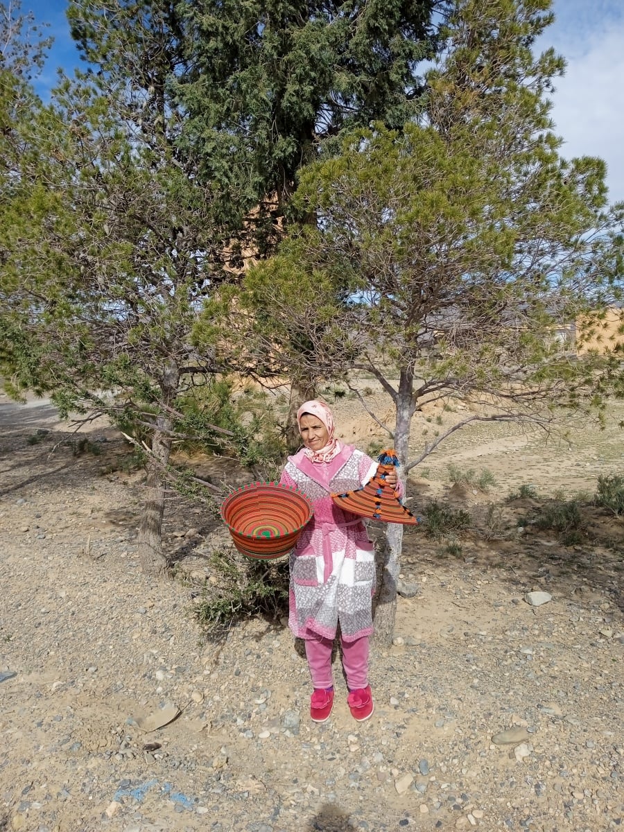  Basket Dyed Wool and Reed Colored Morocco