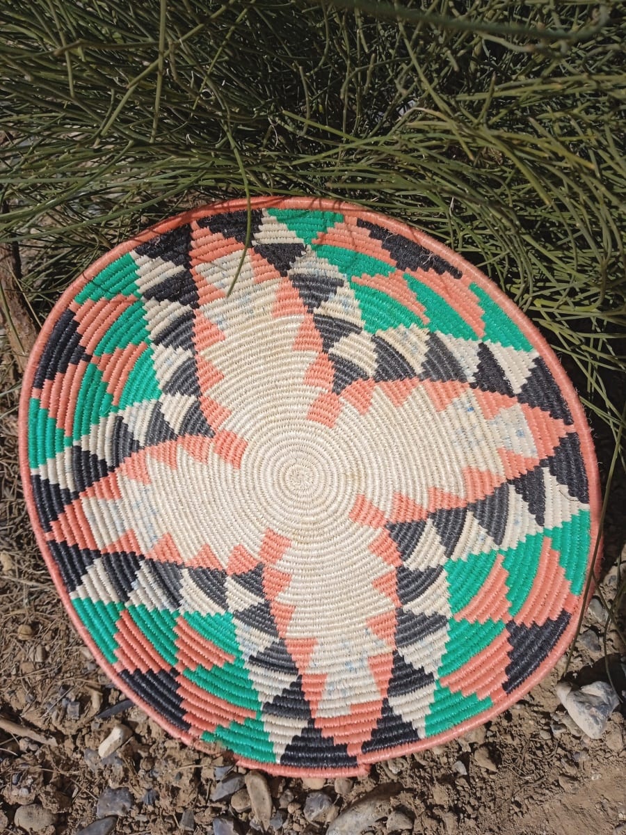  Basket Dyed Wool and Reed Colored Morocco