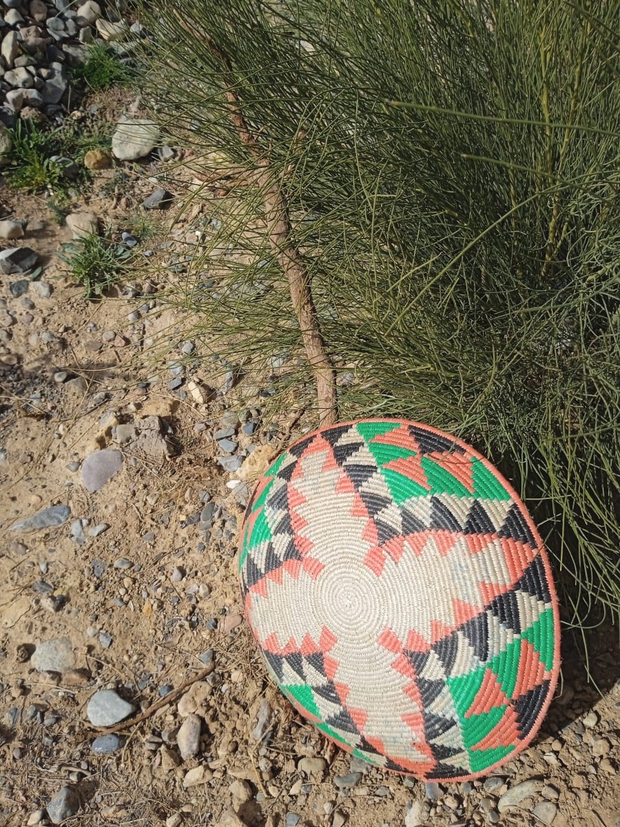  Basket Dyed Wool and Reed Colored Morocco