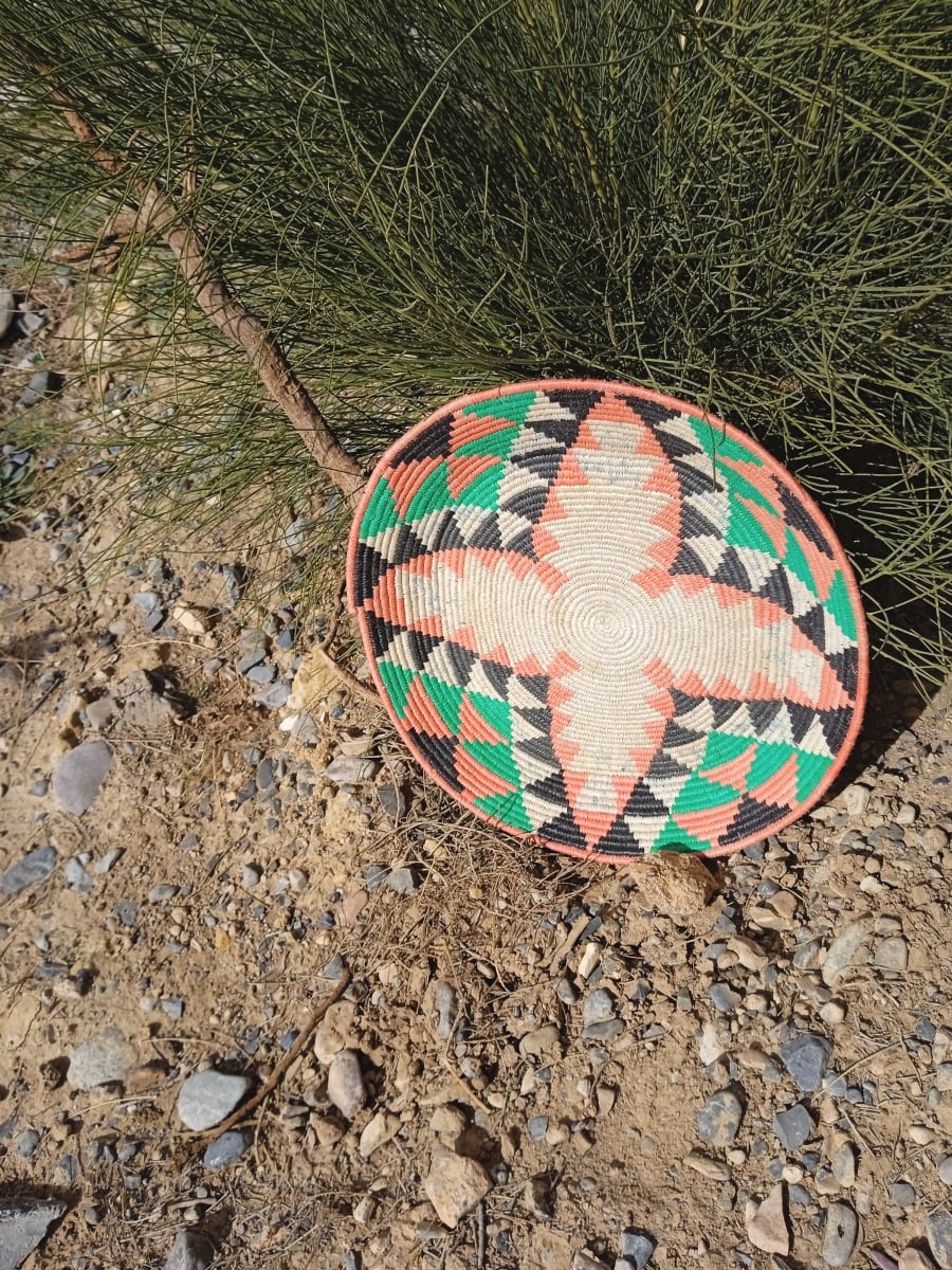  Basket Dyed Wool and Reed Colored Morocco