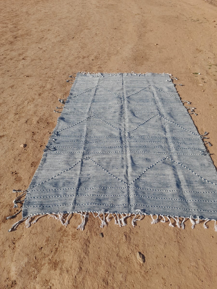  Flatweave  and  Light Blue, White Morocco