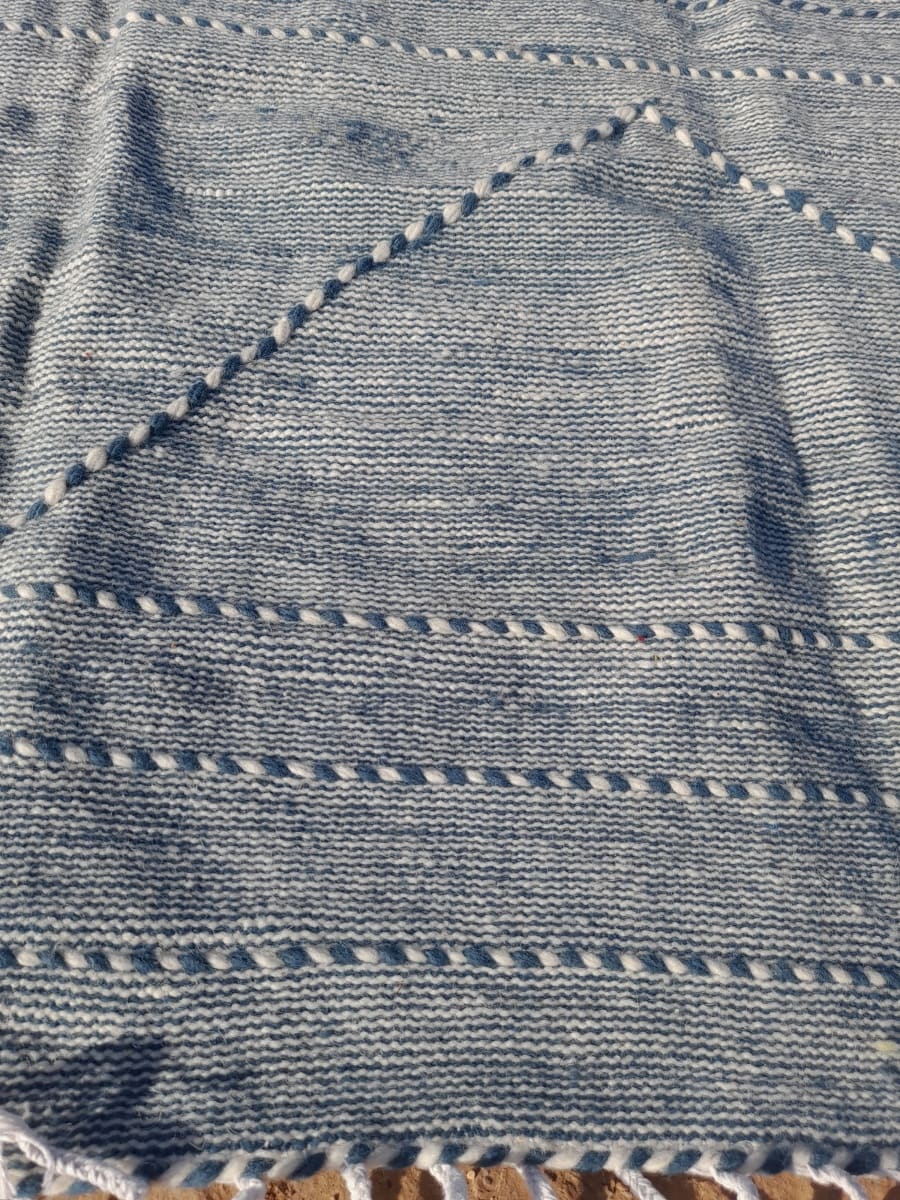  Flatweave  and  Light Blue, White Morocco