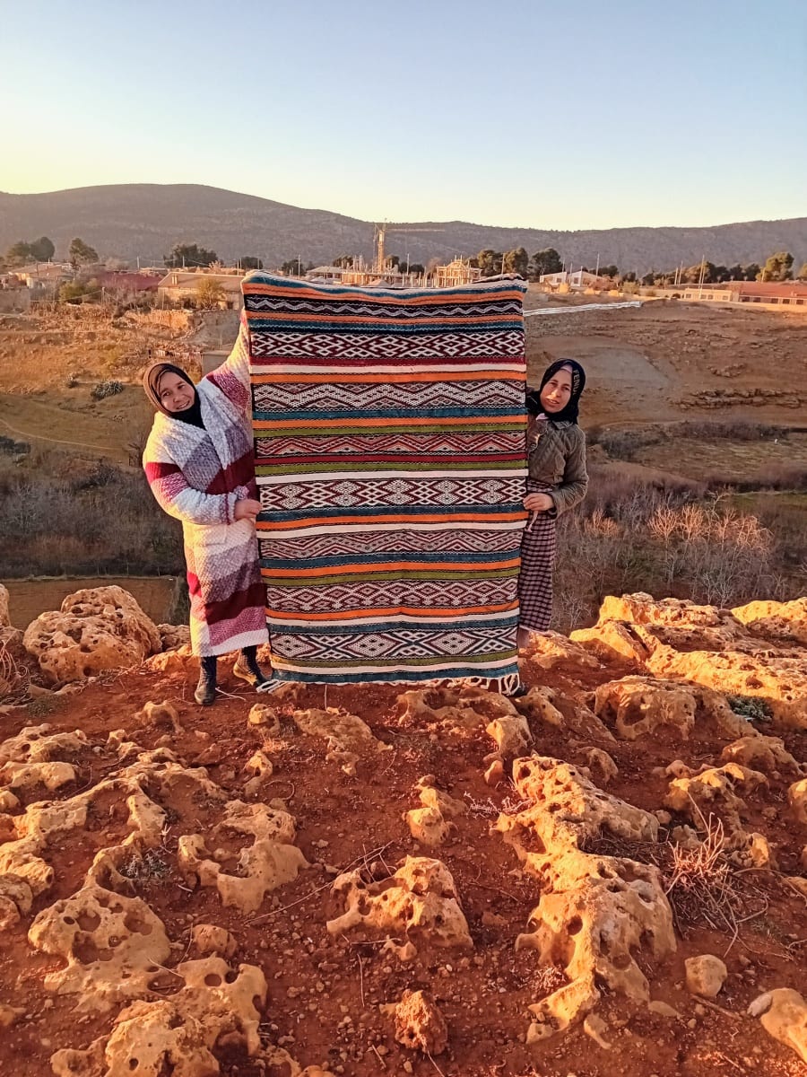  Handmade Flatweave Rug  Colored Morocco