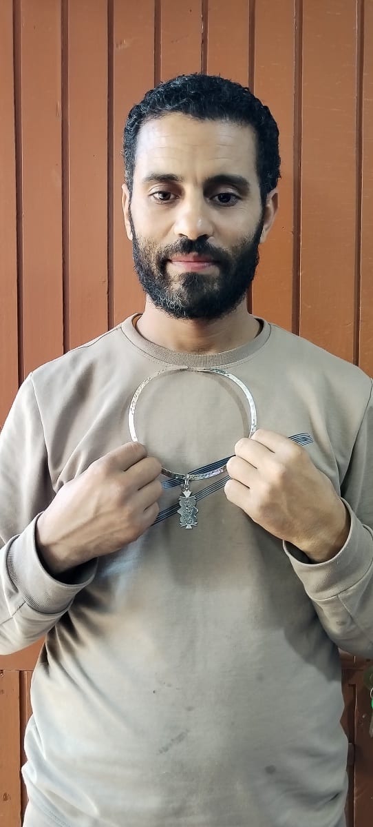  Necklace 800 Tiznit Silver Black, White Morocco