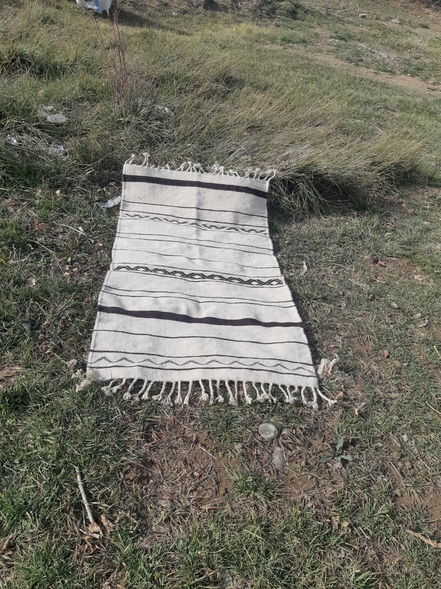  Woven Blanket  Black, White Morocco