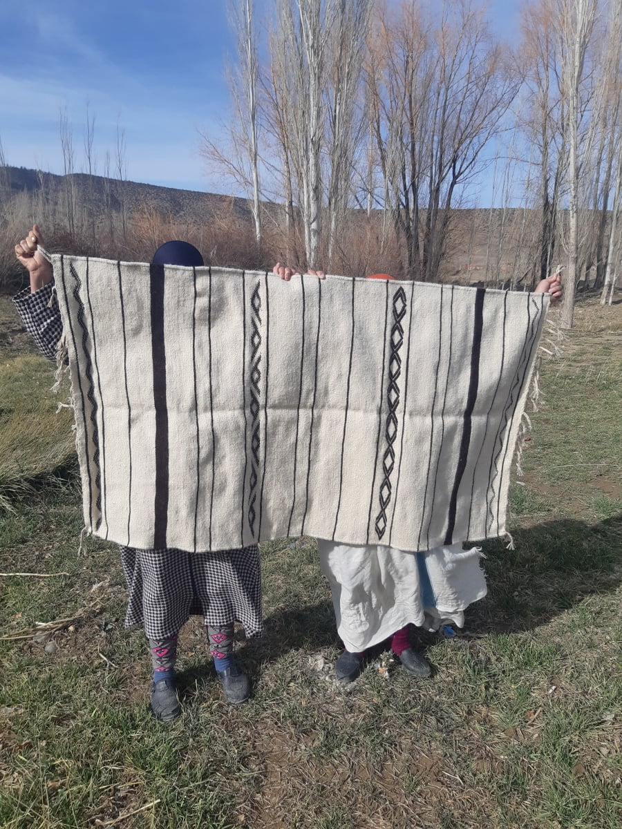  Woven Blanket  Black, White Morocco