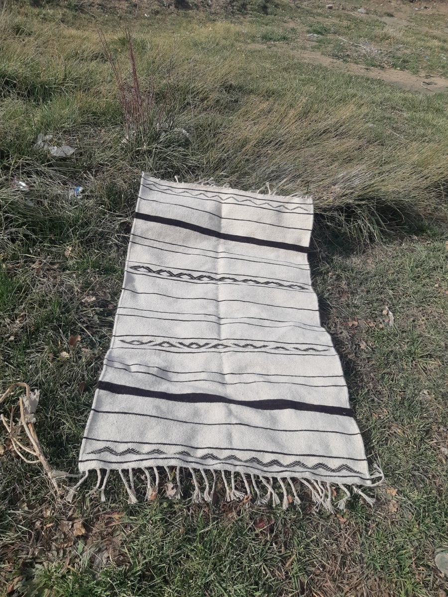  Woven Blanket  Black, White Morocco