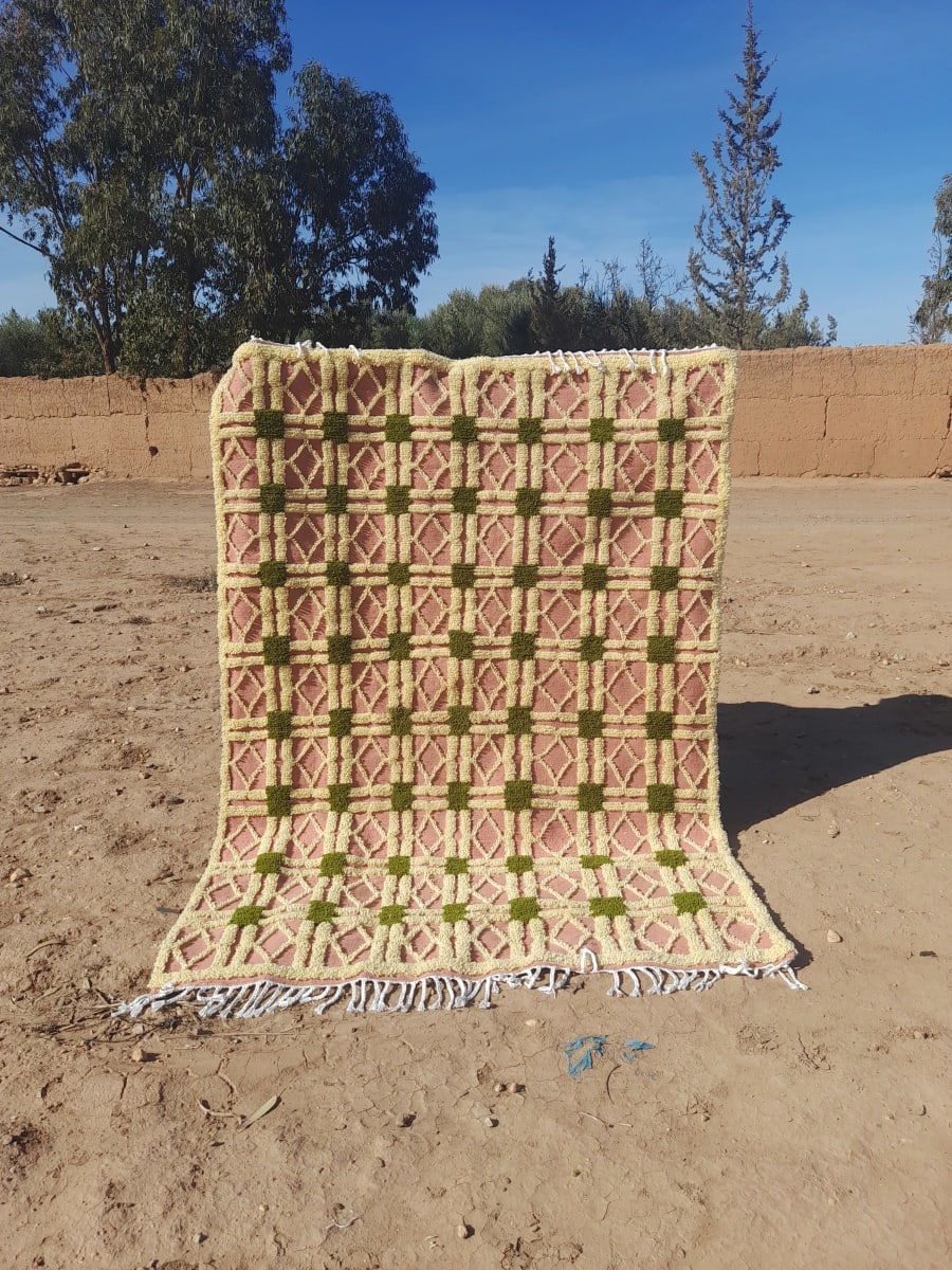  Rug   Pink, Yellow Morocco