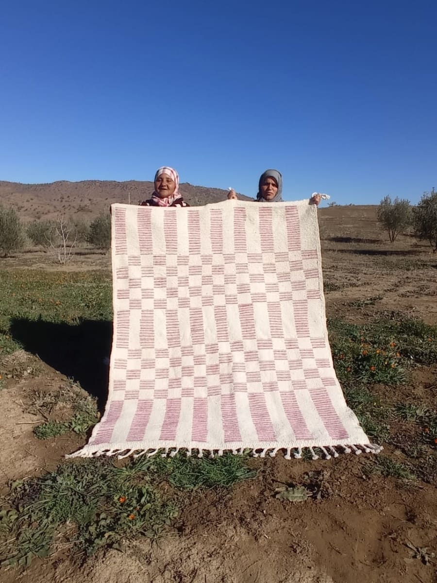  Beni Ourain Rug  Pink, White Morocco