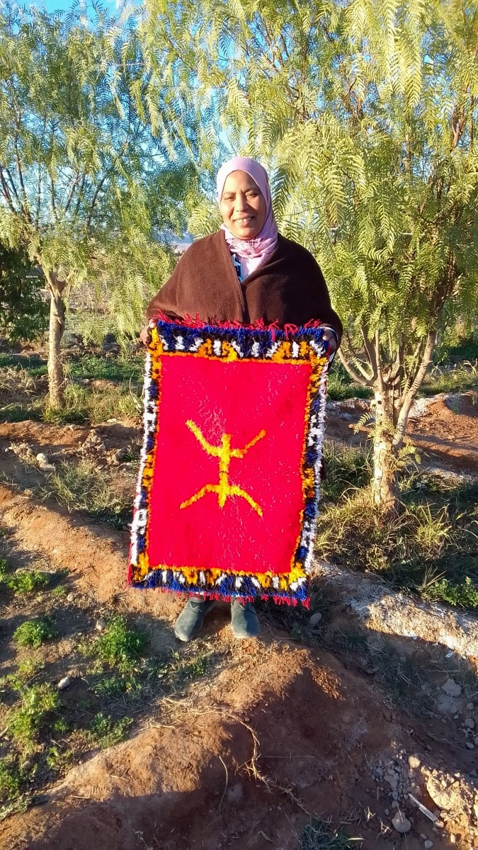  Pile Knot Rug Wool Threads Colored Morocco