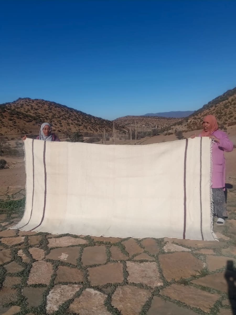  None wool  and  Red, White Morocco
