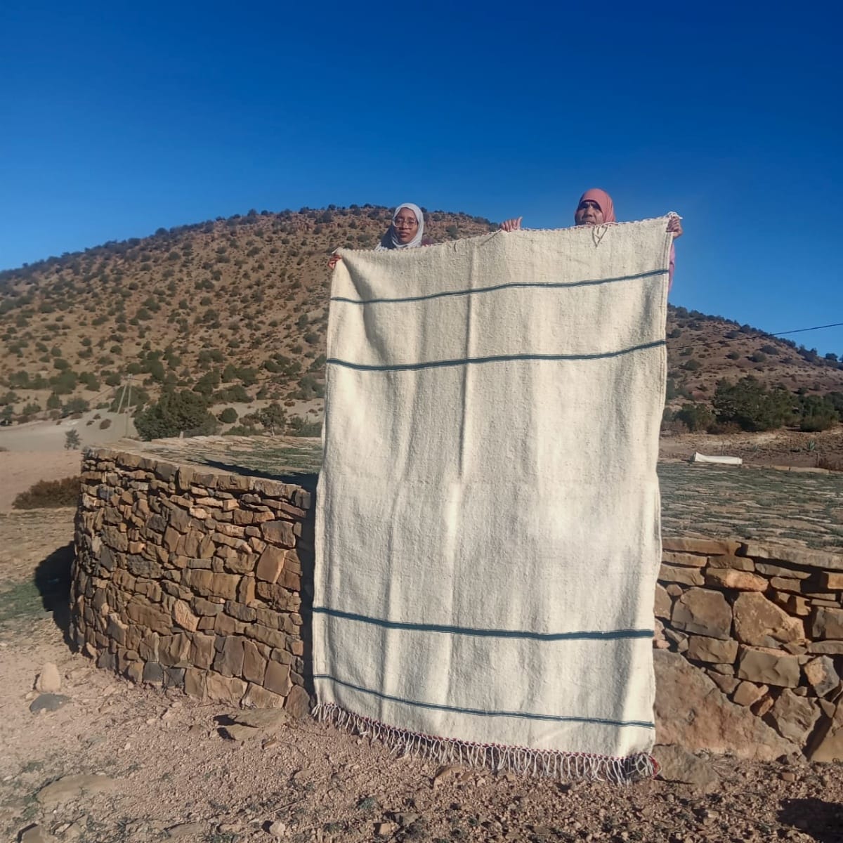  None wool  and  Green, White Morocco