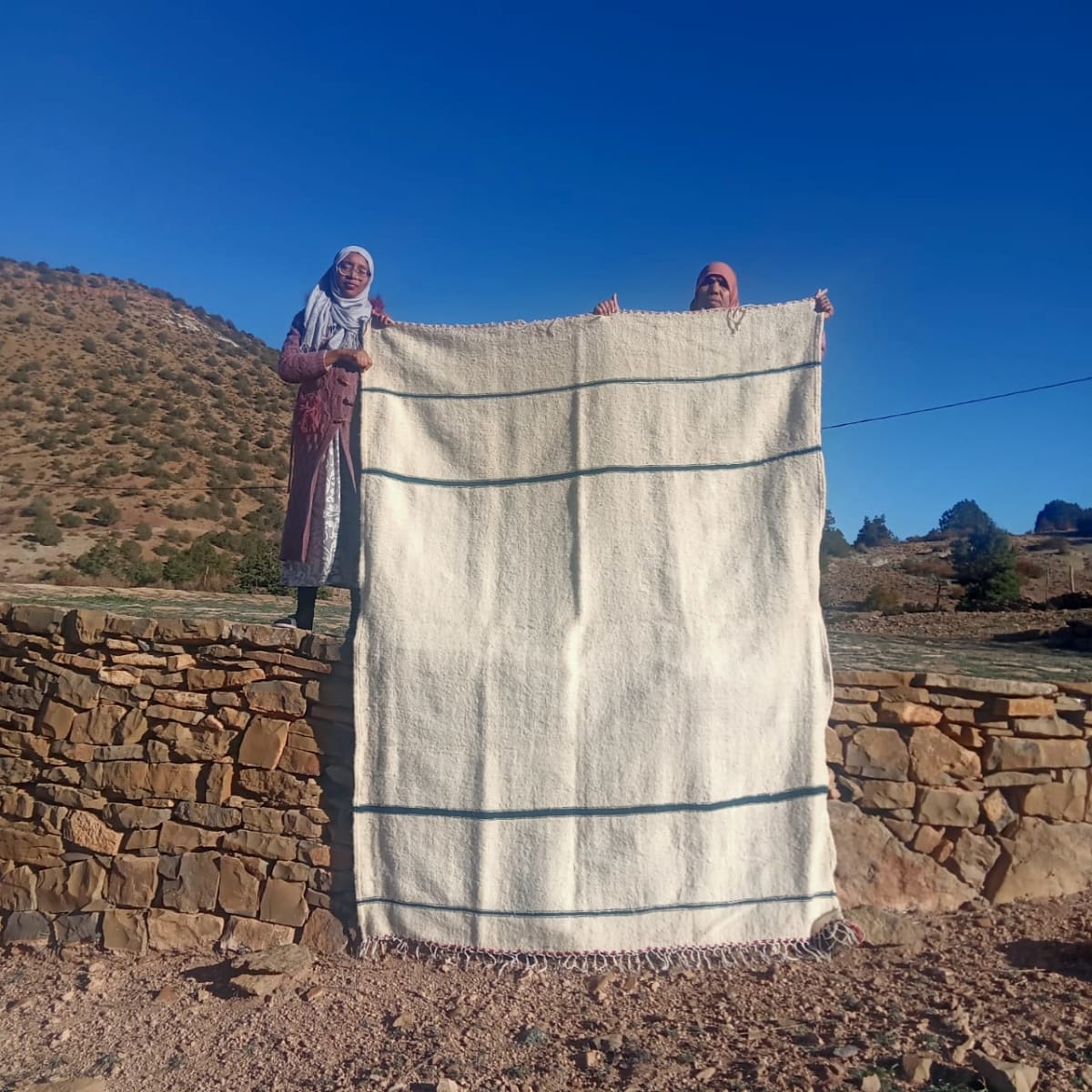  None wool  and  Green, White Morocco