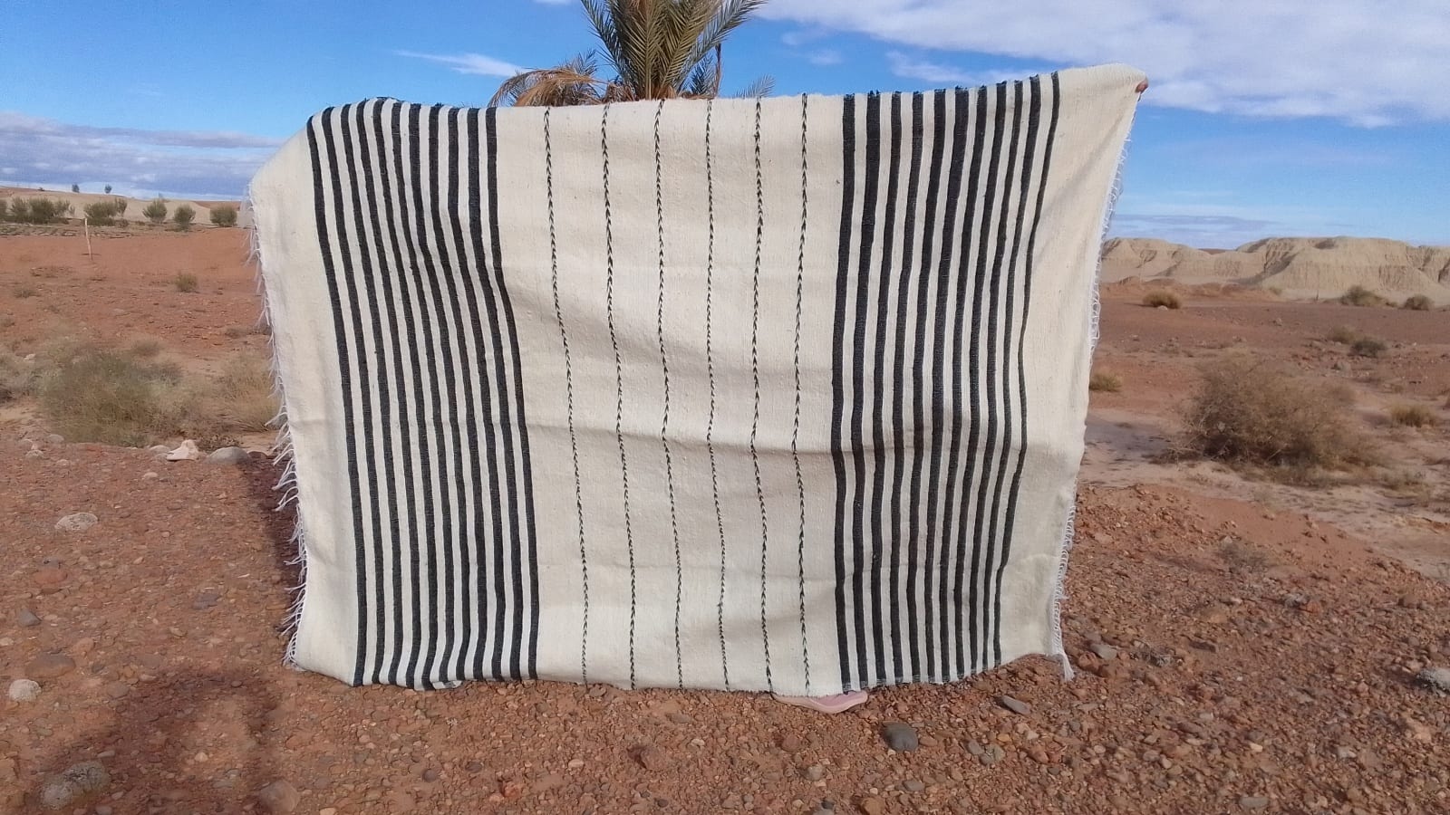  Mendeel Fabric Wool Threads Black, White Morocco