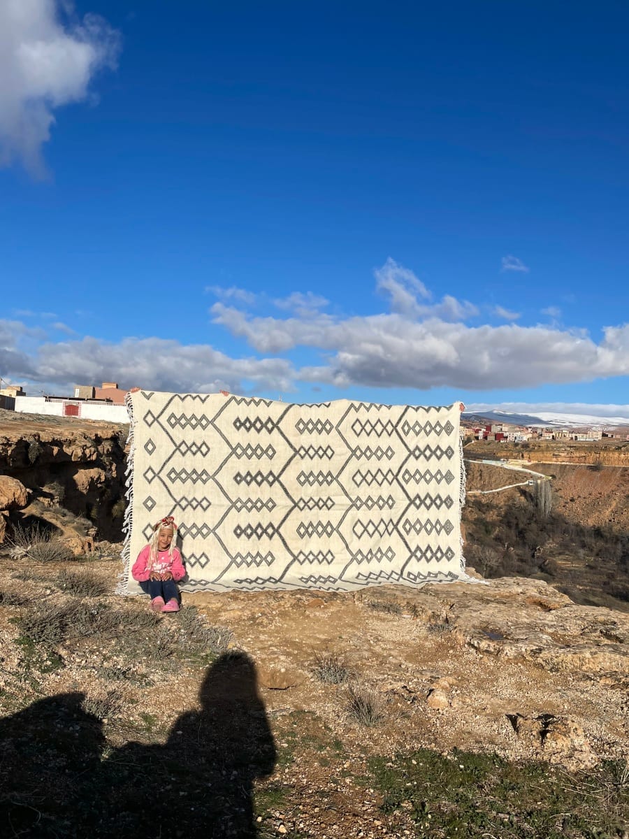  Flatweave  Black, White Morocco