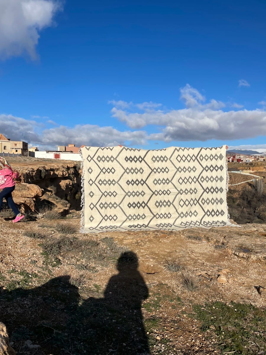  Flatweave  Black, White Morocco
