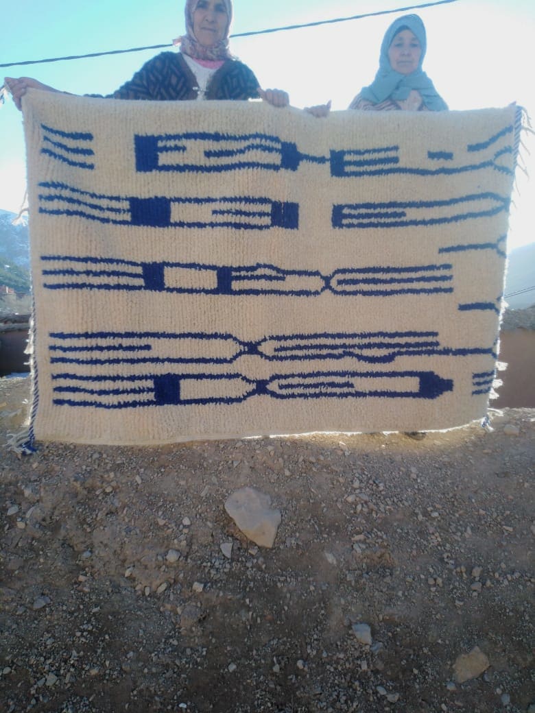  Beni Ourain Wool Blue, White Morocco
