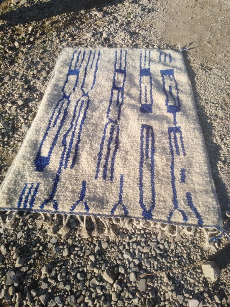  Beni Ourain Wool Blue, White Morocco