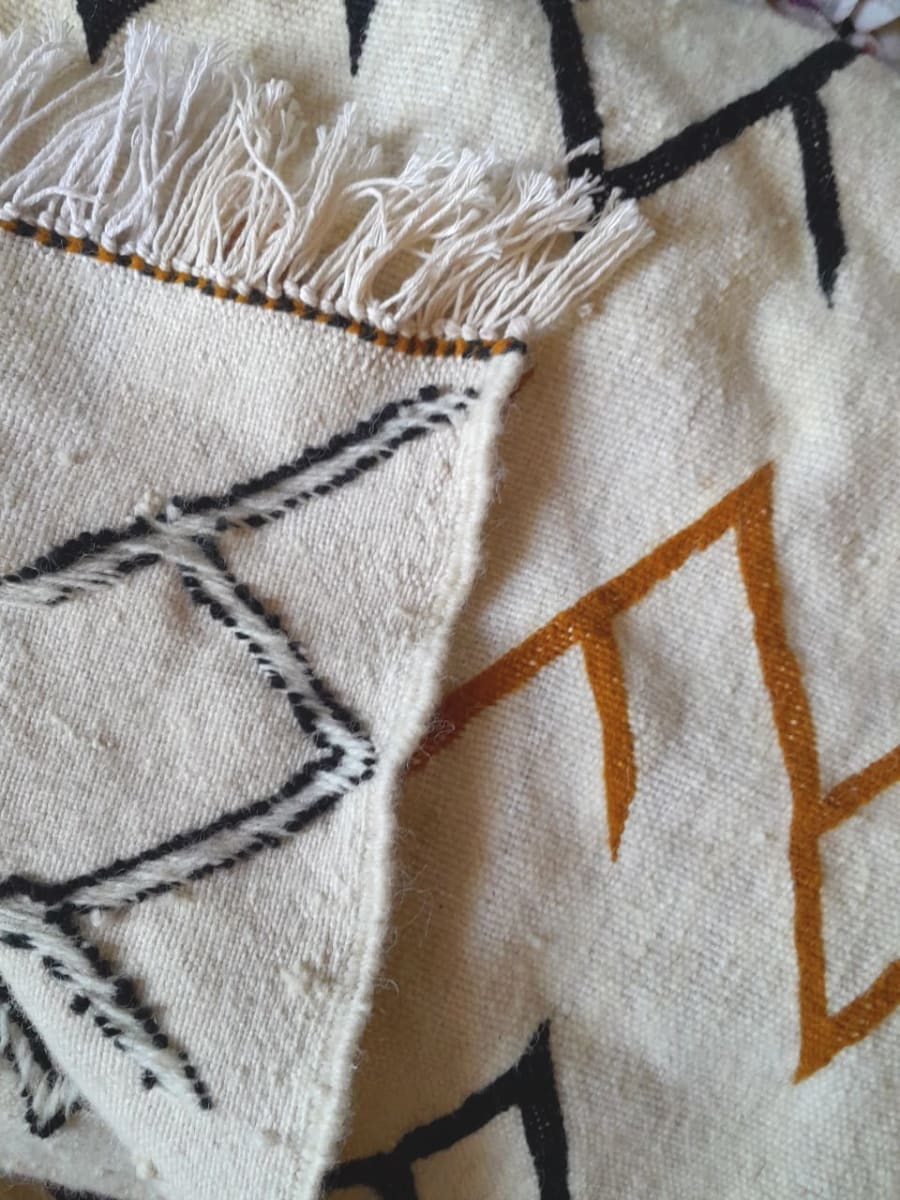  Flatweave Cotton Thread Orange, Black Morocco