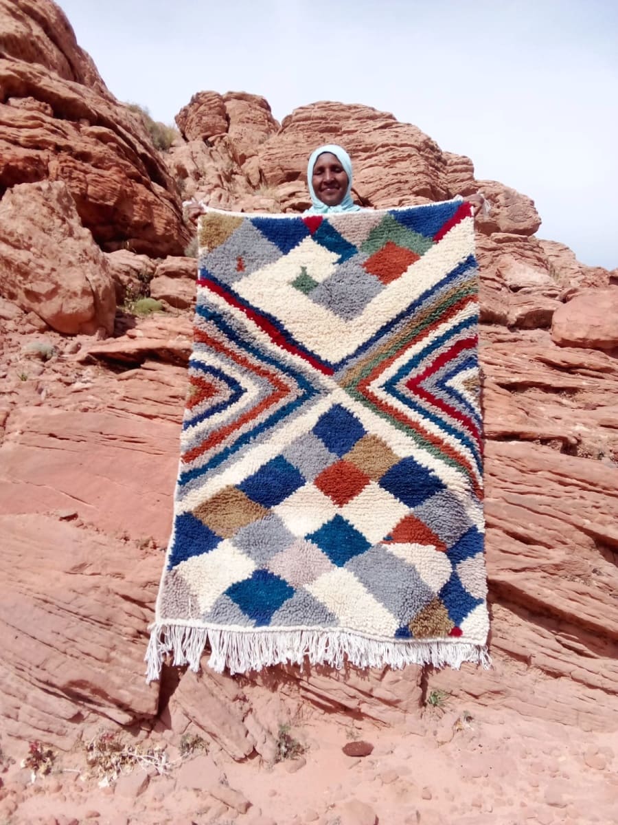  Pile Knot Rug Cotton String Colored Morocco