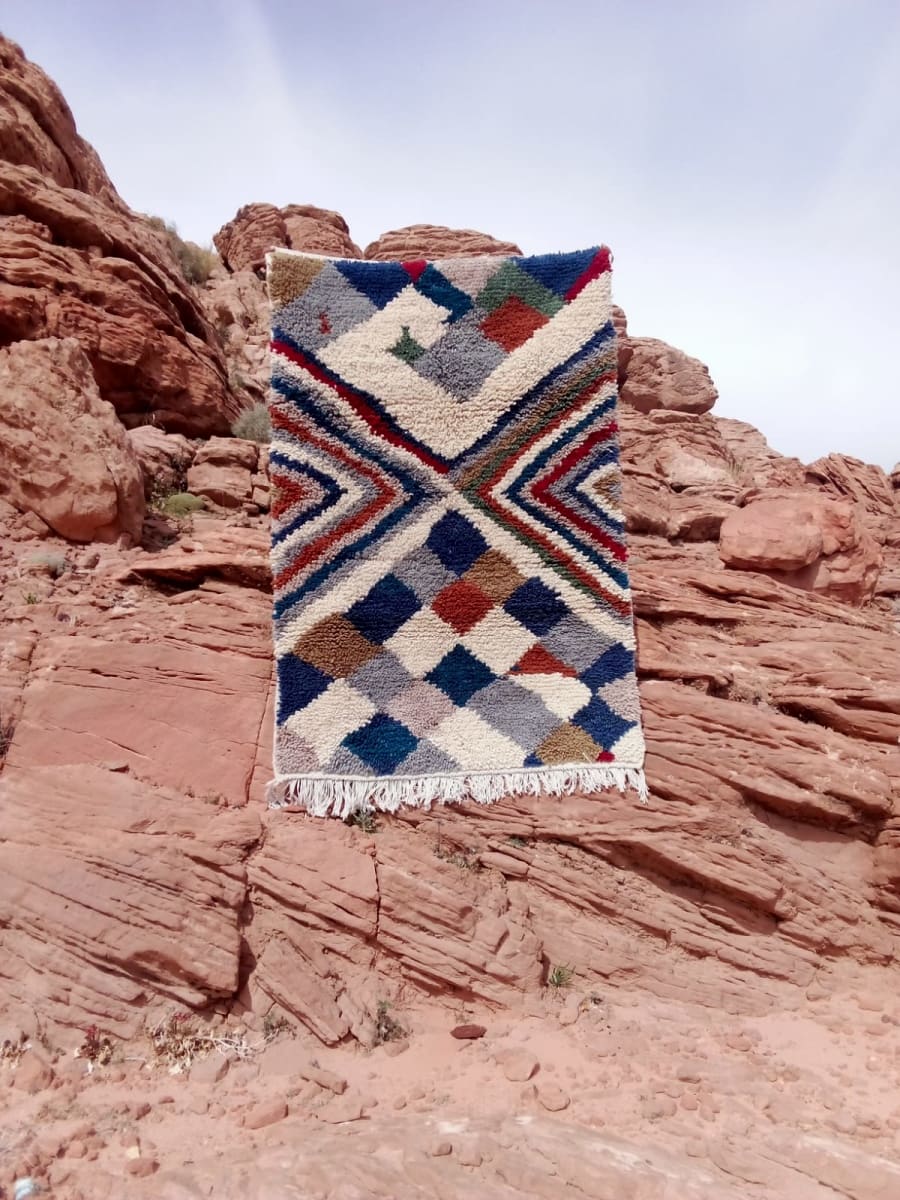  Pile Knot Rug Cotton String Colored Morocco
