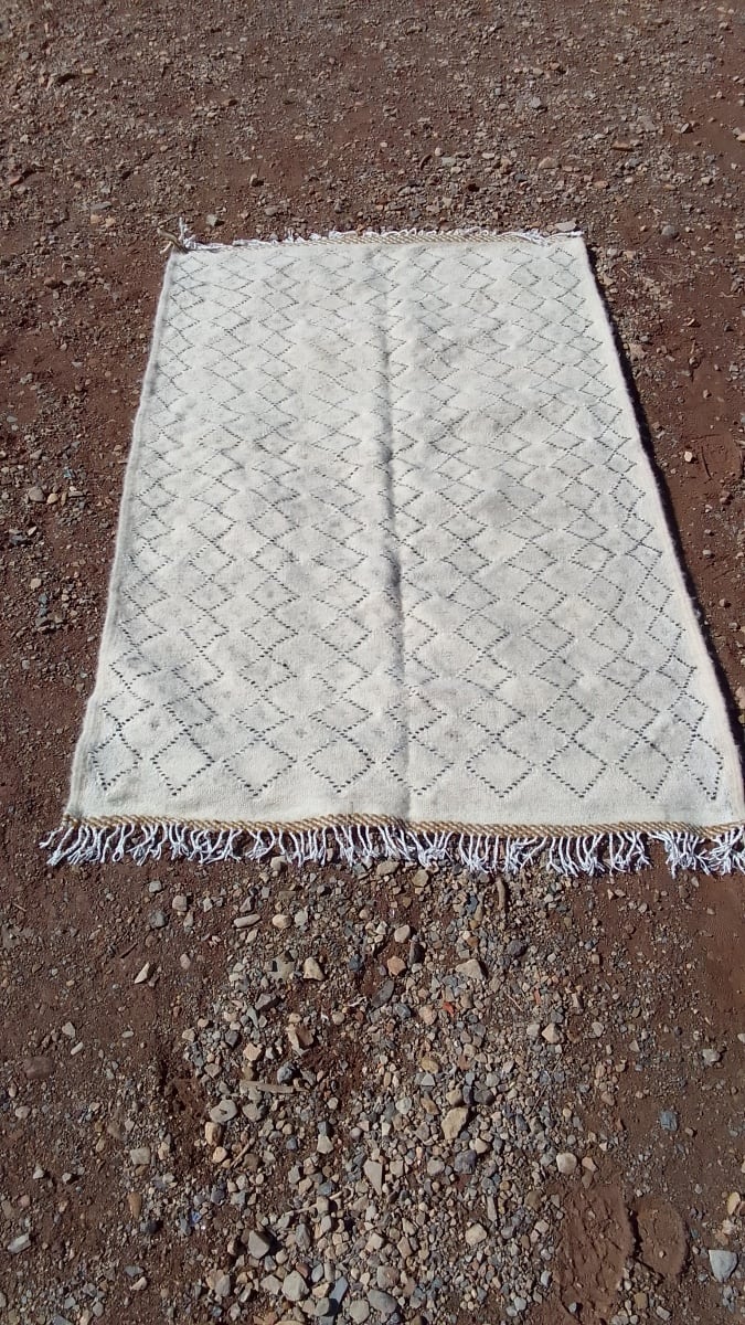  Beni Ourain Rug Wool  and Thread Colored Morocco