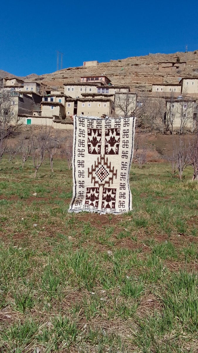  Beni Ourain Rug Wool  and Thread Colored Morocco