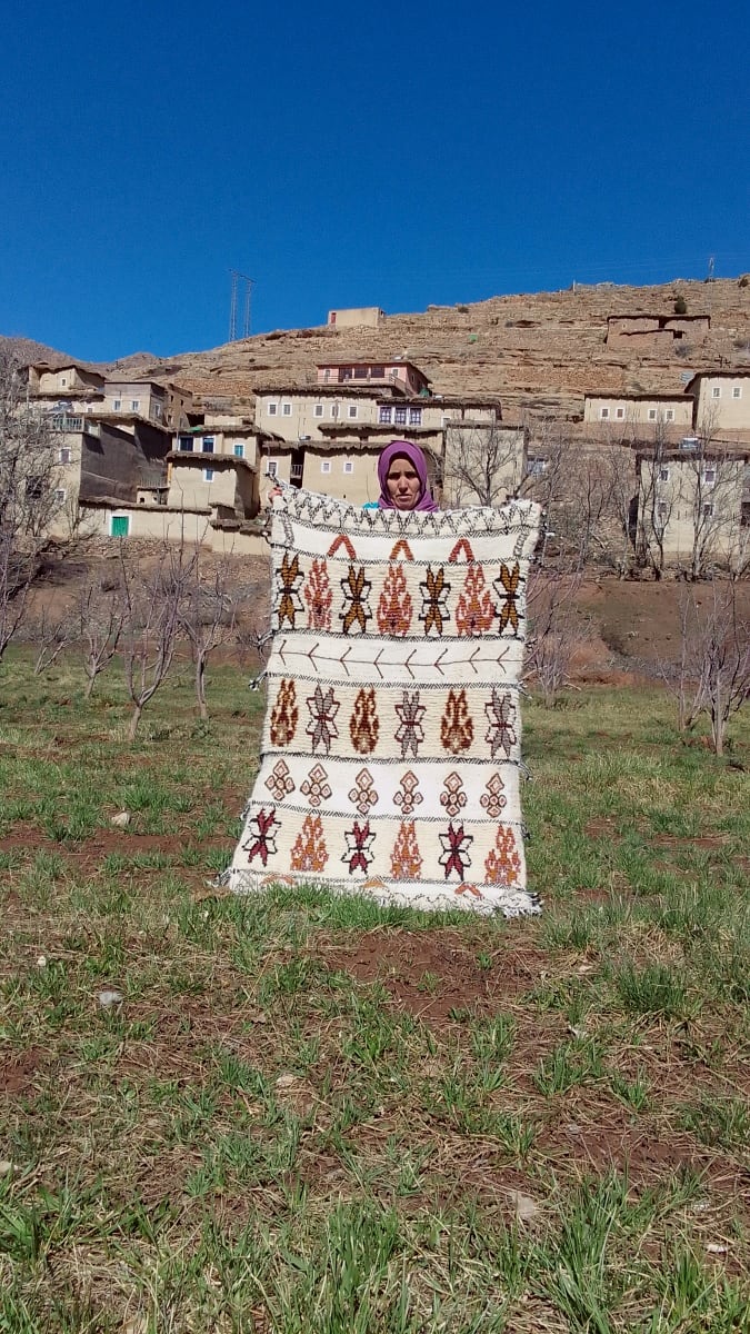  Beni Ourain Rug Wool  and Thread Colored Morocco