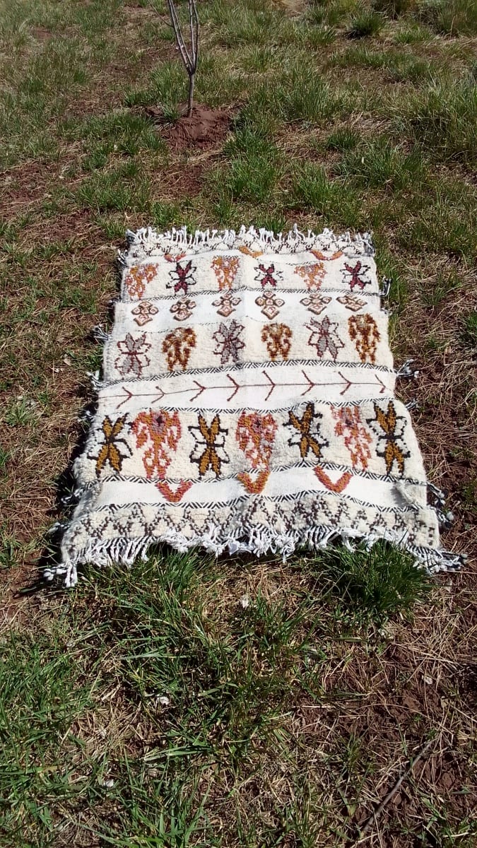  Beni Ourain Rug Wool  and Thread Colored Morocco