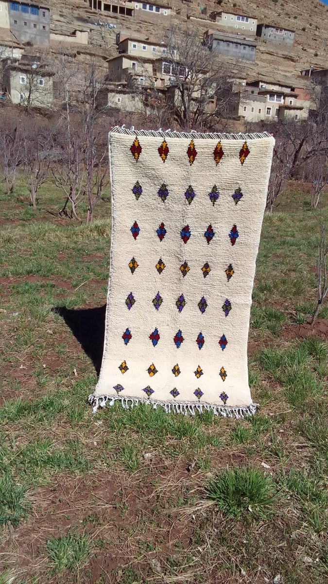  Beni Ourain Rug Wool  and Thread Colored Morocco