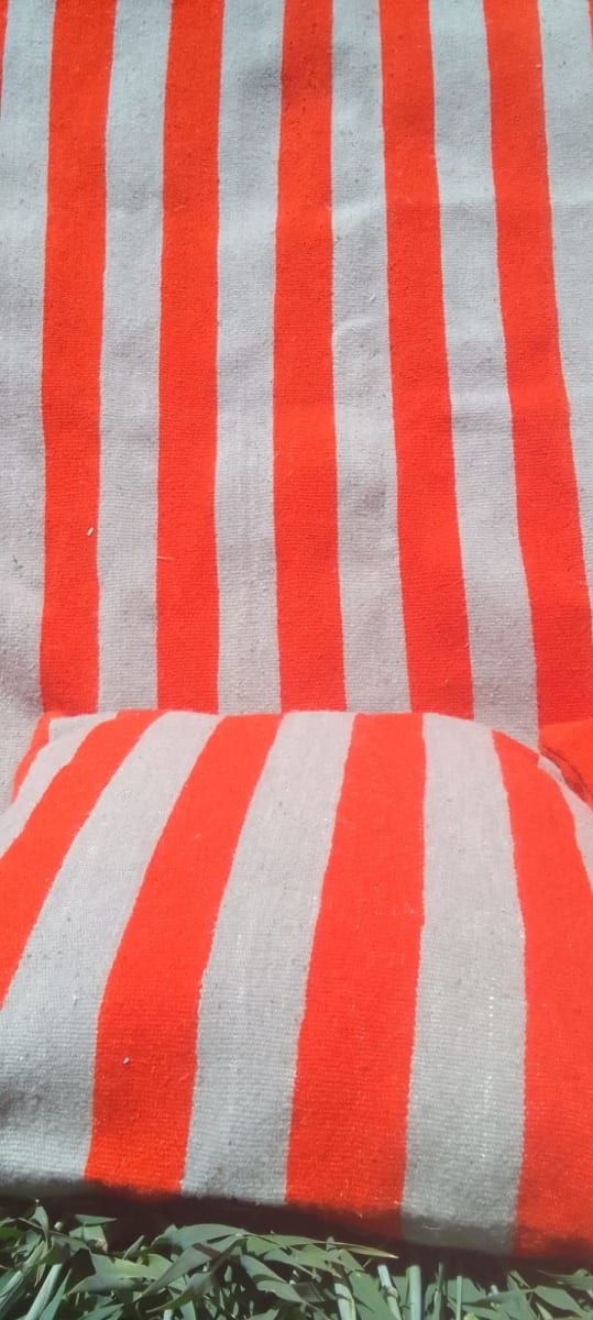   dyed wool and wool thread Orange, Grey Morocco