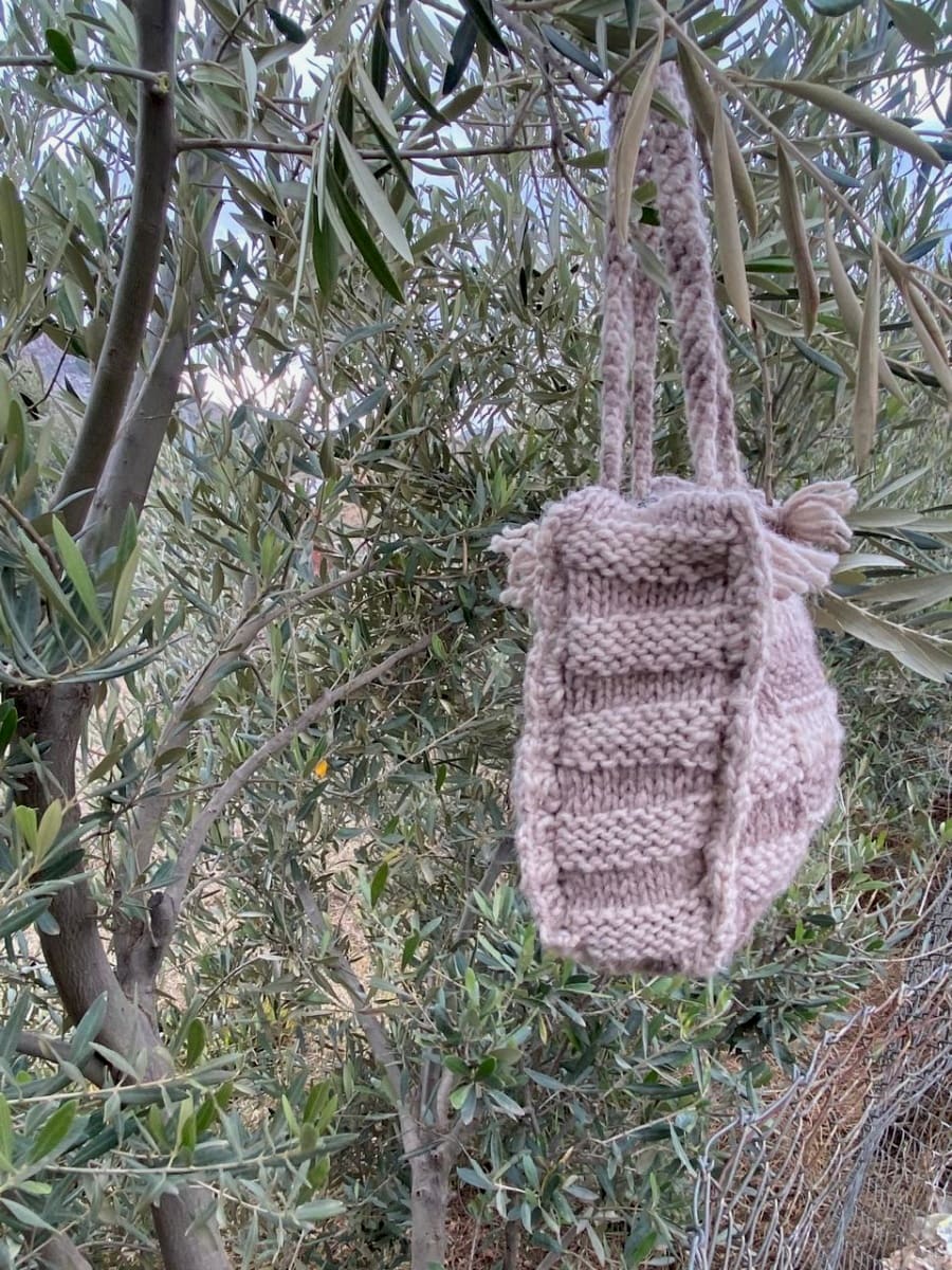  handmade bag Dyed Wool Brown, White Morocco