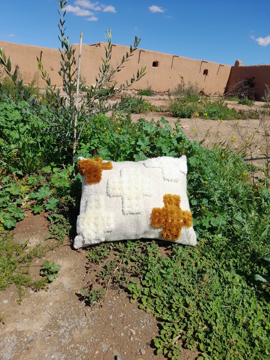  Pillow  Orange, White Morocco