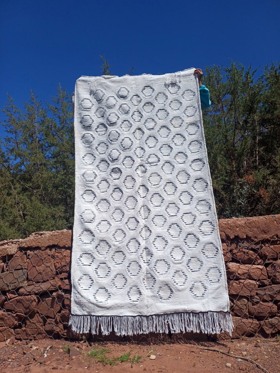  Boucherouite rug Rags Black, White Morocco