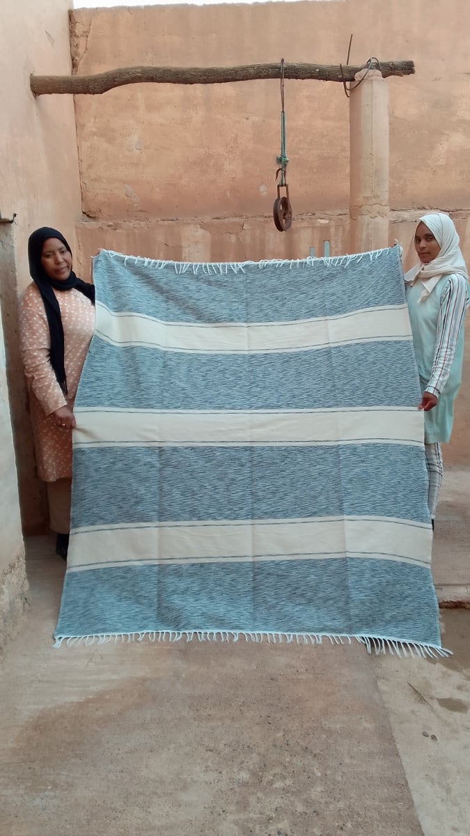  Mendeel Fabric Wool Threads Brown, Grey Morocco