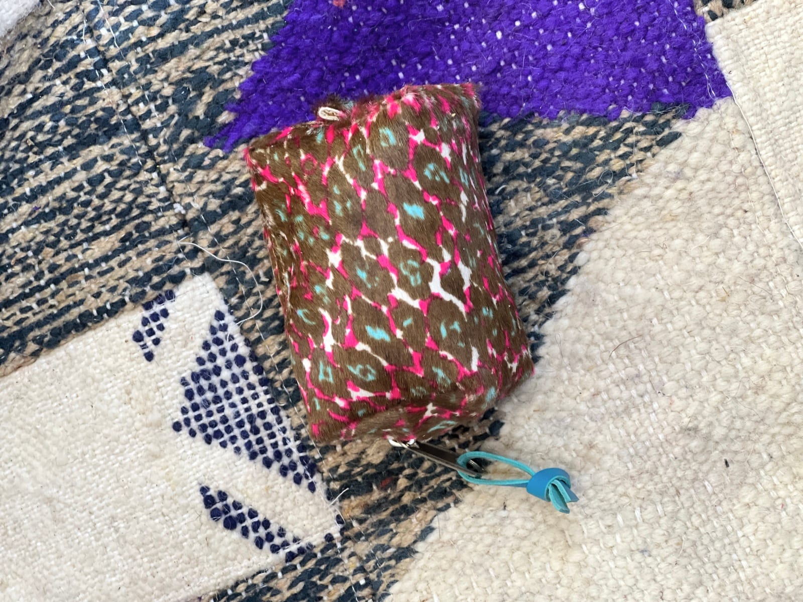   small bag leather and Sabra silk Purple Morocco