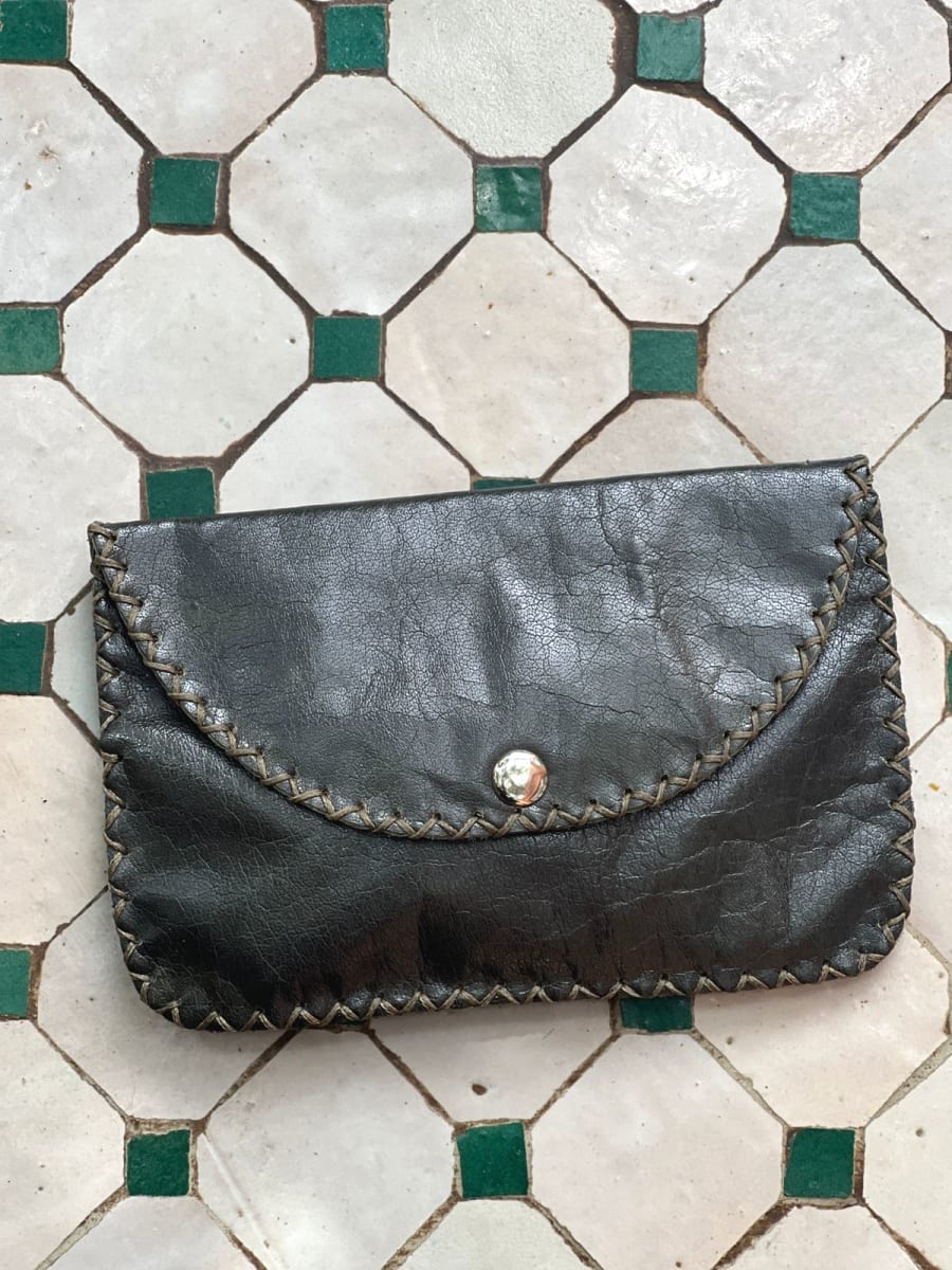   small bag leather and Sabra silk Green Morocco