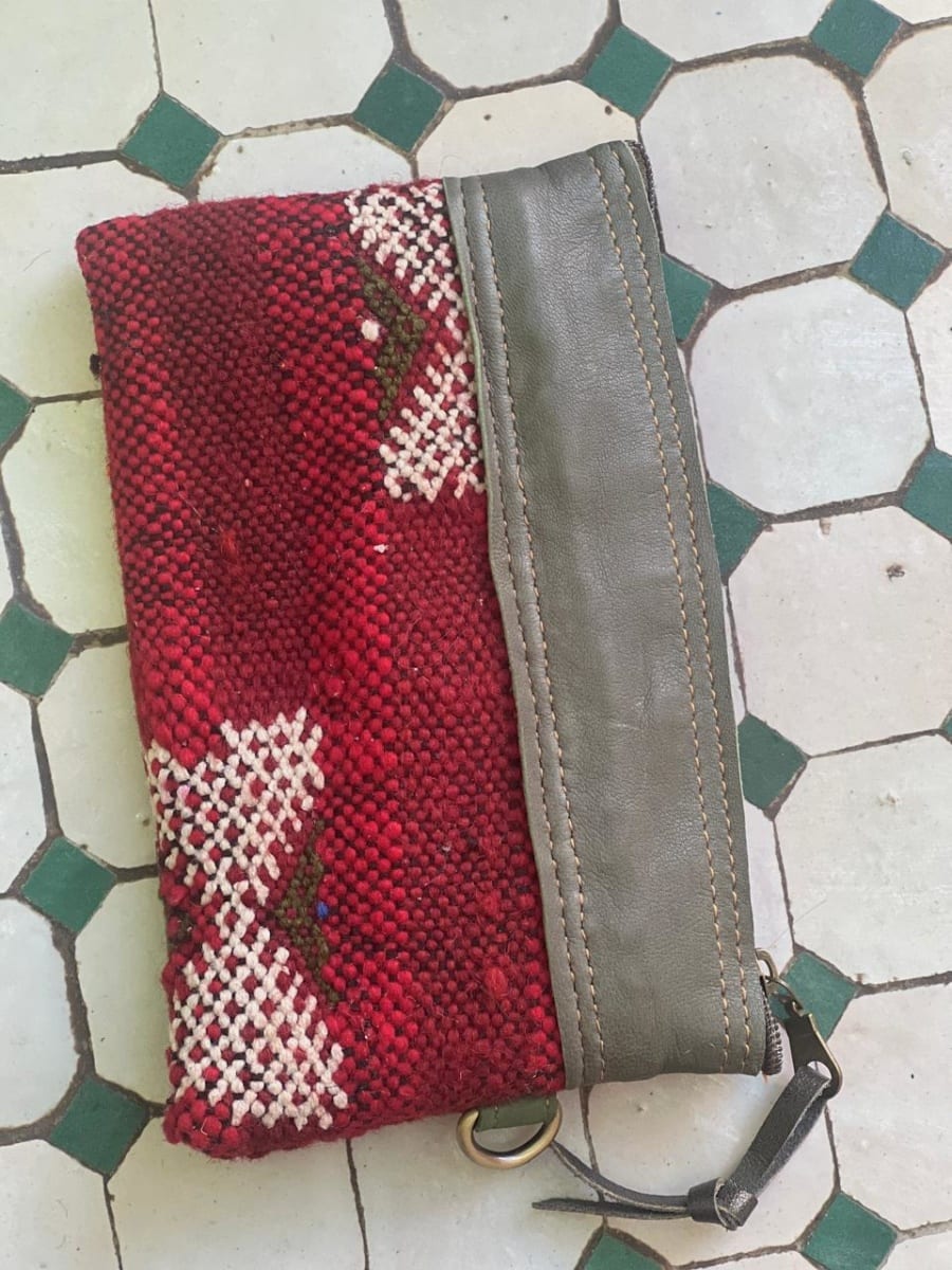   small bag thread and leather Red, Green Morocco