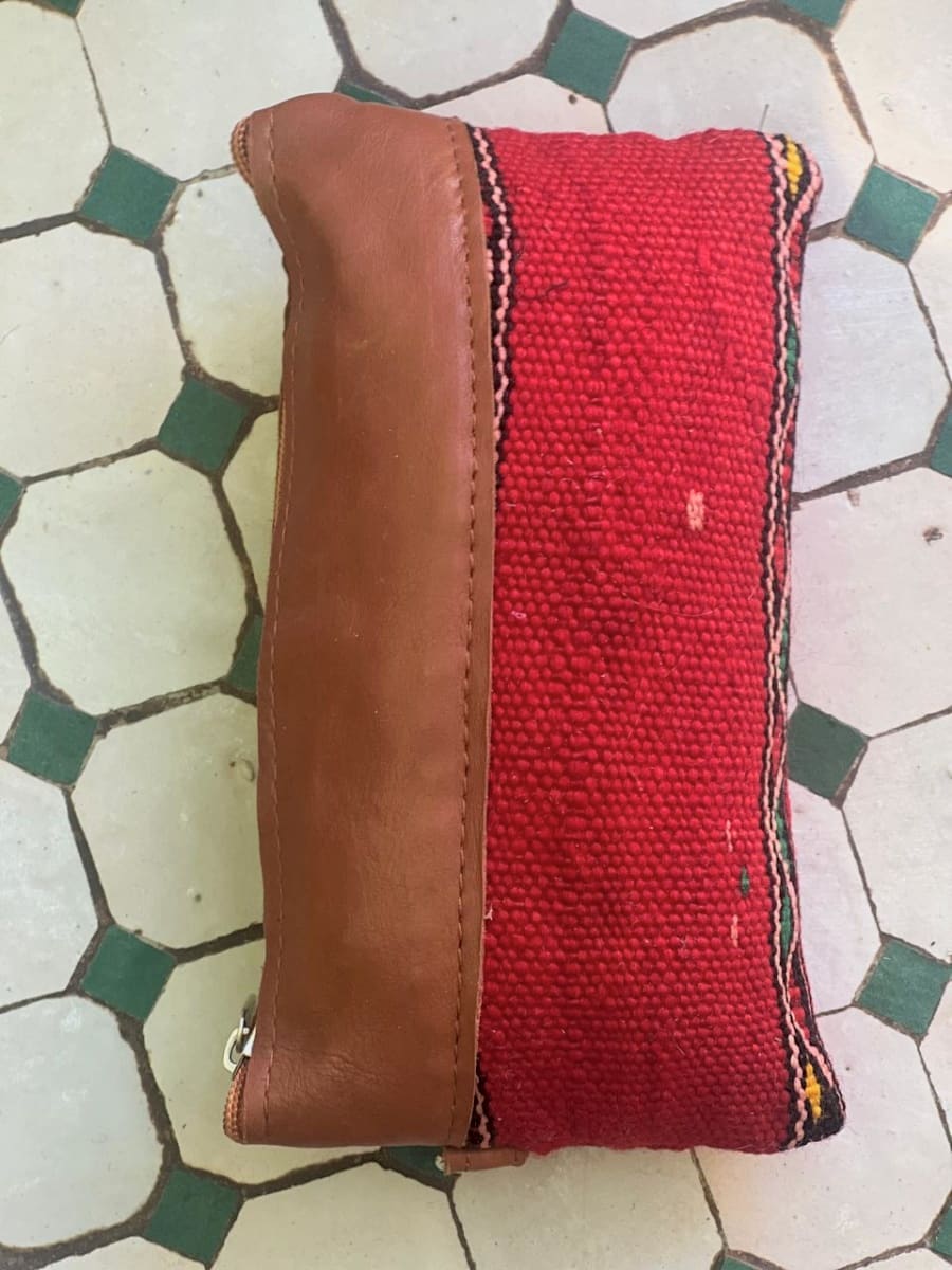   small bag thread and leather Red, Brown Morocco