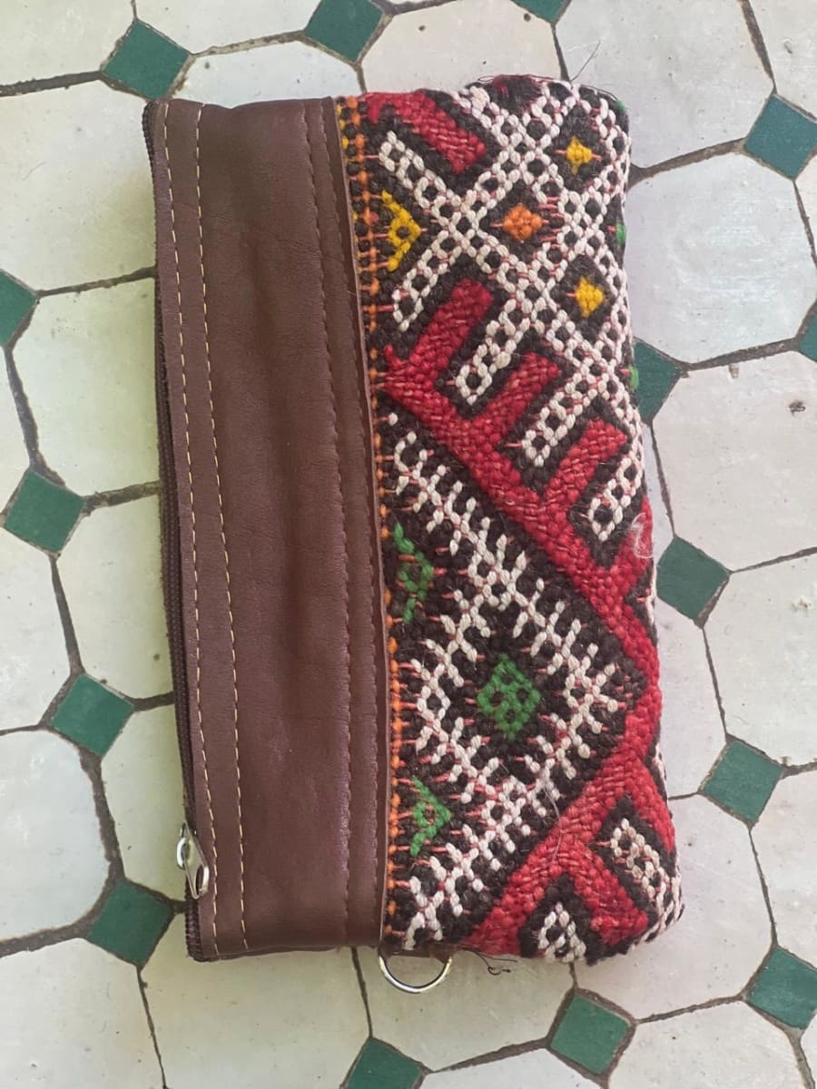   small bag thread and leather Red, Brown Morocco