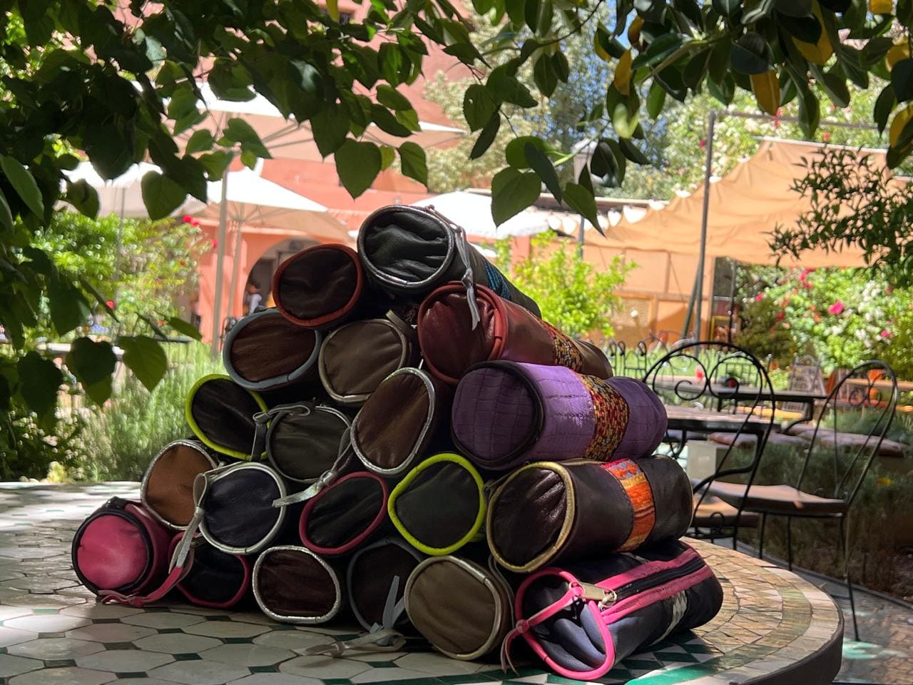   small bag leather Light Blue, Brown Morocco