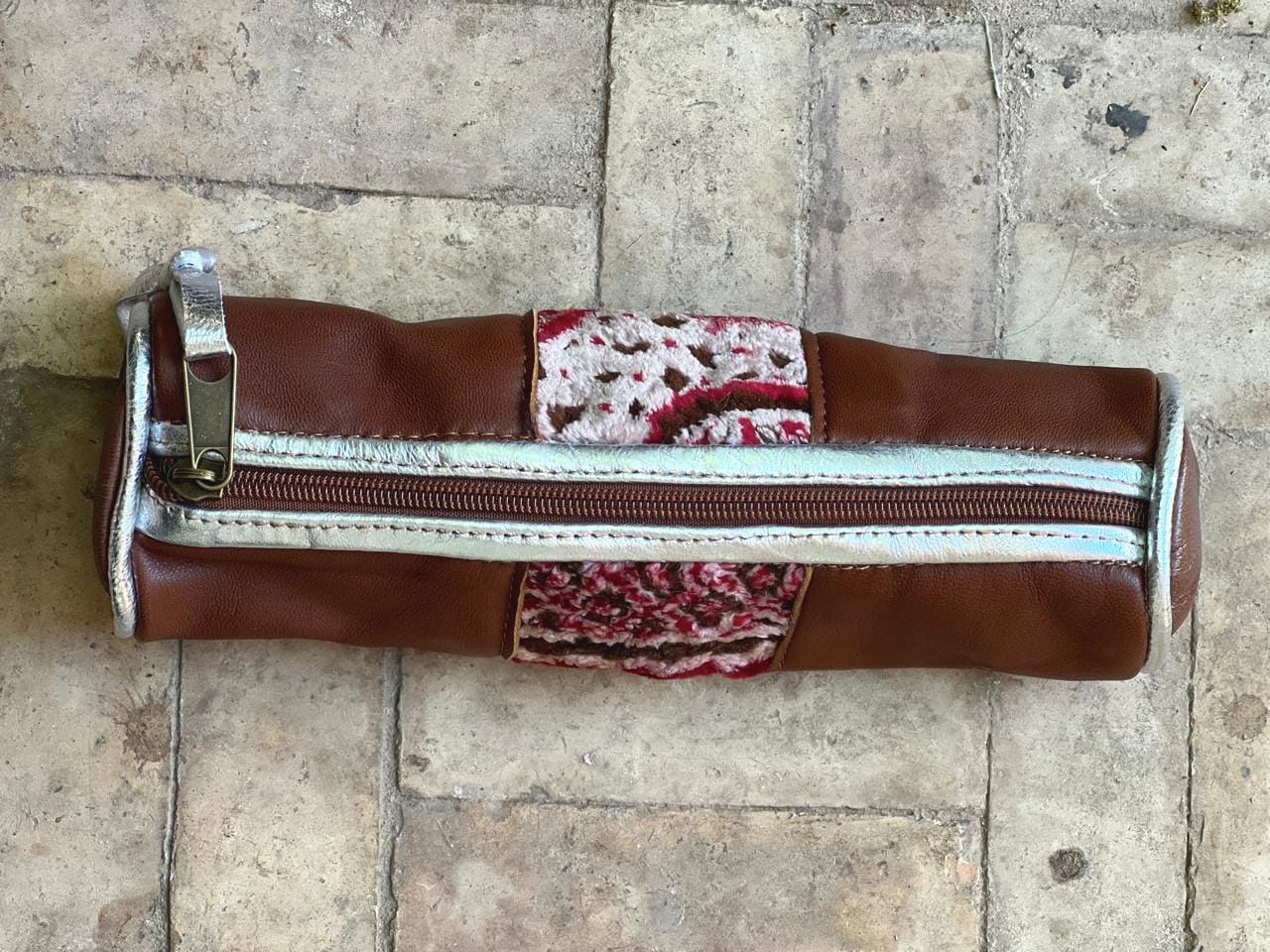   small bag thread and leather Red, Brown Morocco