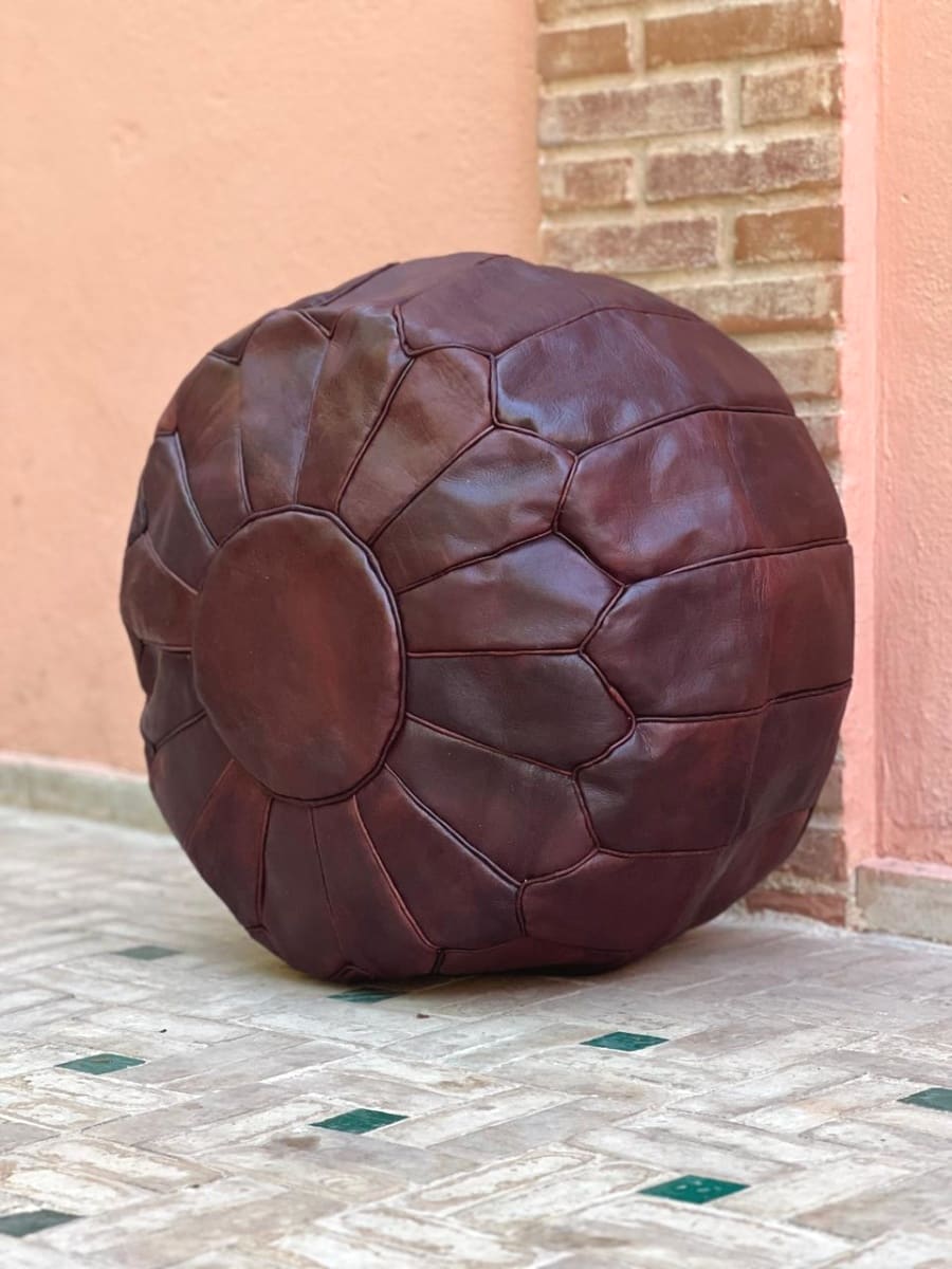  Pouf leather Brown Morocco