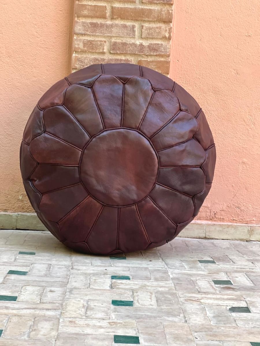  Pouf leather Brown Morocco