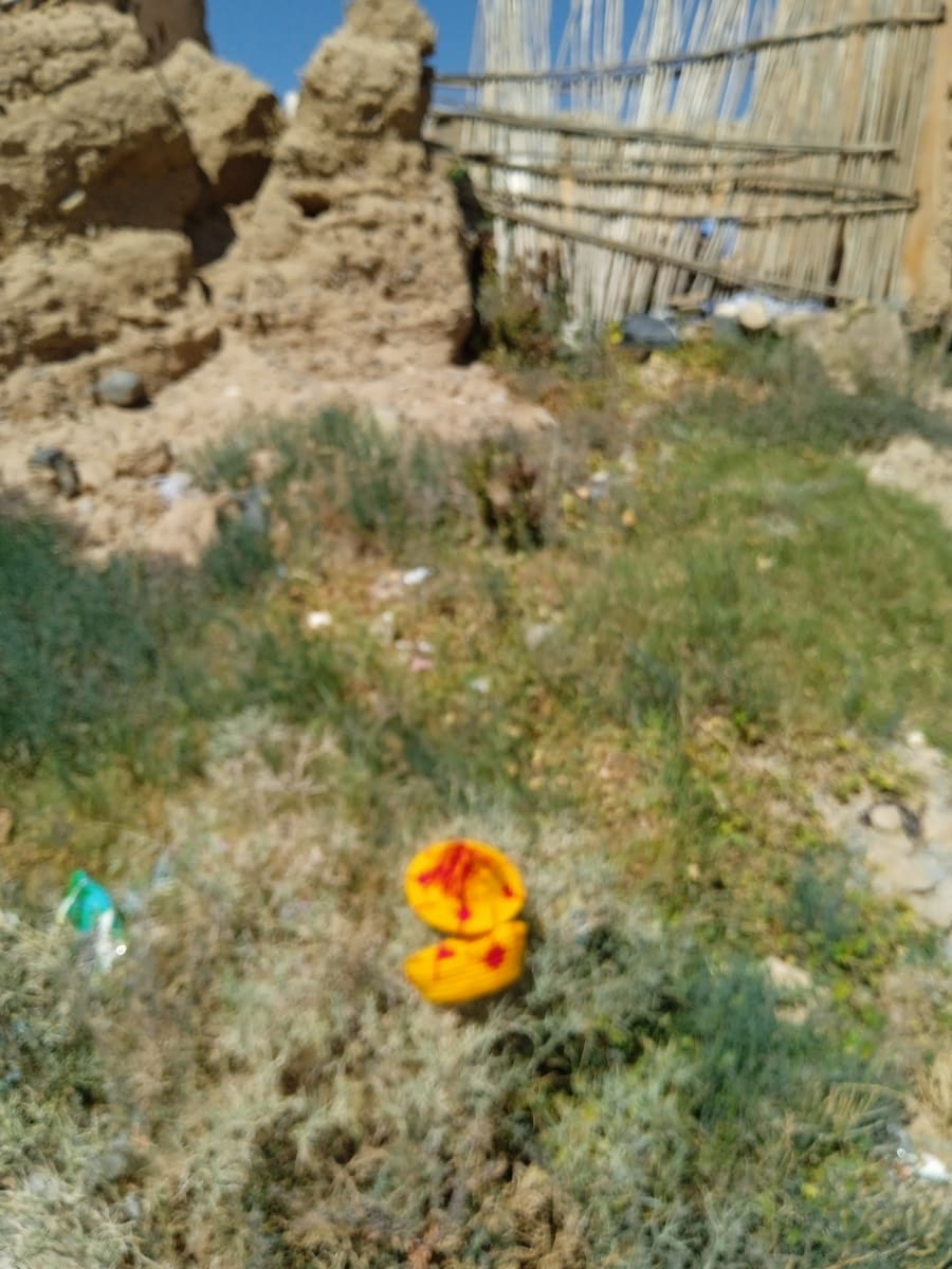  Basket Dyed Wool and Reed Red, Yellow Morocco