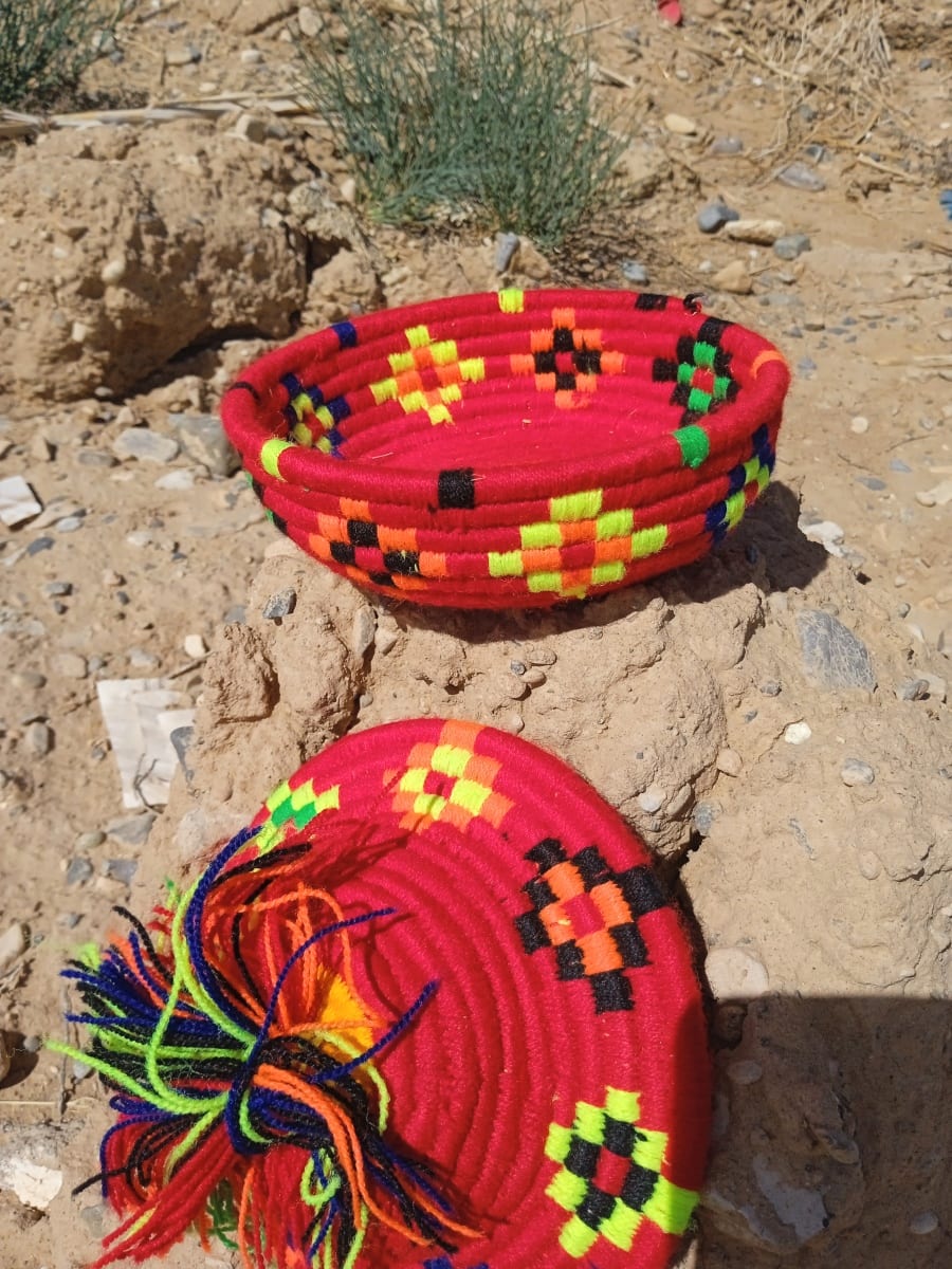  Basket Dyed Wool and Reed Colored Morocco