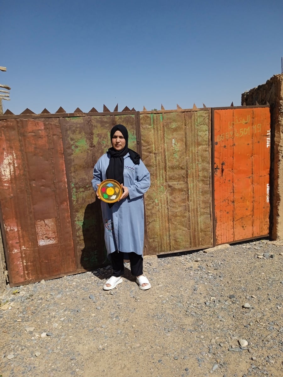  Basket Dyed Wool and Reed Colored Morocco